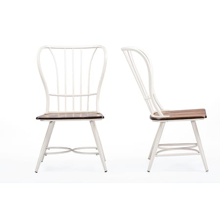 Baxton Studio Longford "Dark-Walnut" Wood and White Metal Vintage Dining Chair, PK2 113-6133